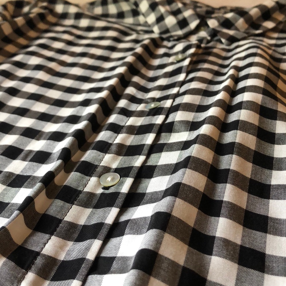 A New Day B&W checkered button blouse